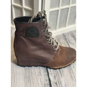 SOREL Lexie Cattail Wedge lace up Leather Boots 8.5 Boho Western‎